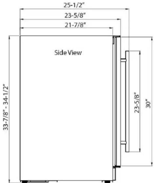 25-1/2" 23-5/8" 21-7/8" Side View 33-7/8" - 34-1/2" 23-5/8" 30"
