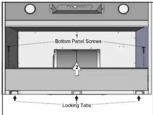 1 Bottom Panel Screws 2 Locking Tabs