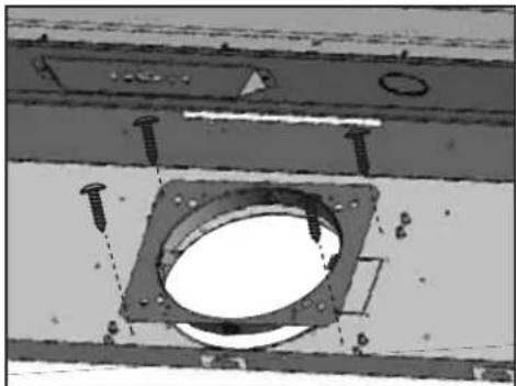 Technical diagram of a mechanical component with mounting holes and fasteners (no text or symbols)