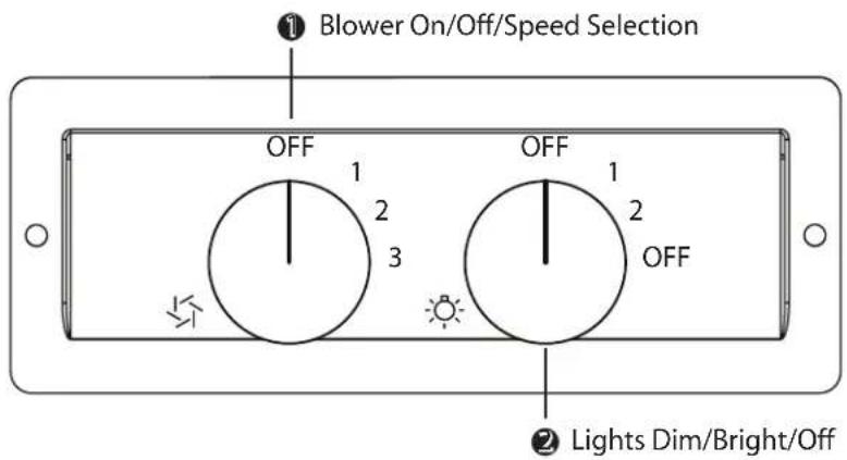 Blower On/Off/Speed Selection OFF 1 2 3 OFF 1 2 OFF Lights Dim/Bright/Off
