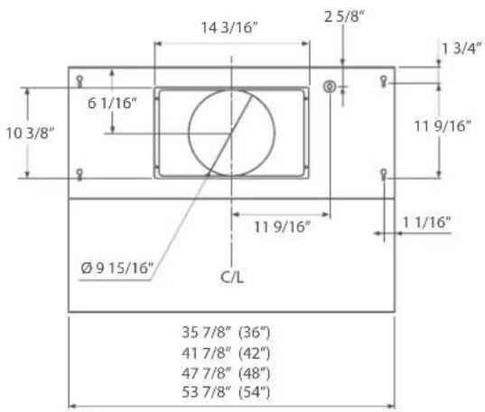 10 3/8" 6 1/16" 14 3/16" 2 5/8" 1 3/4" 11 9/16" 1 1/16" Ø 9 15/16" C/L 35 7/8" (36") 41 7/8" (42") 47 7/8" (48") 53 7/8" (54)