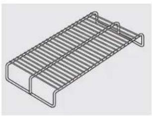 Isometric line drawing of a metal grate or rack structure with two side supports (no text or symbols)