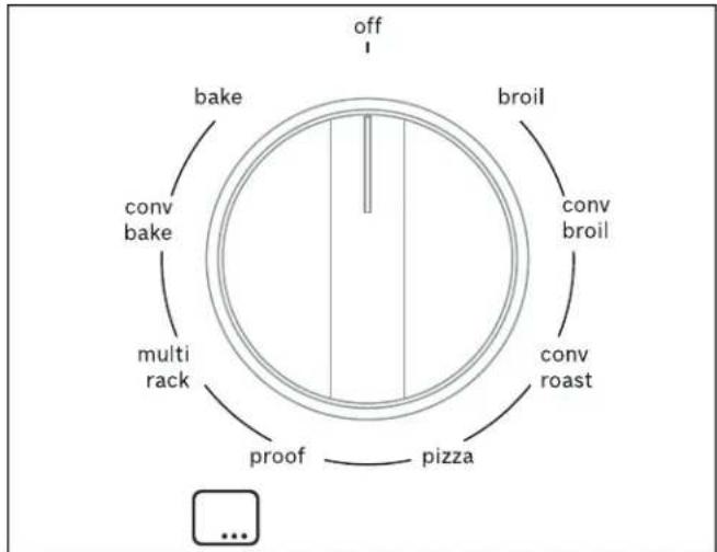 graph TD A["off"] --> B["bake"] B --> C["conv bake"] C --> D["multi rack"] D --> E["proof"] E --> F["pizza"] F --> G["conv roast"] G --> H["conv broil"] H --> I["broil"]