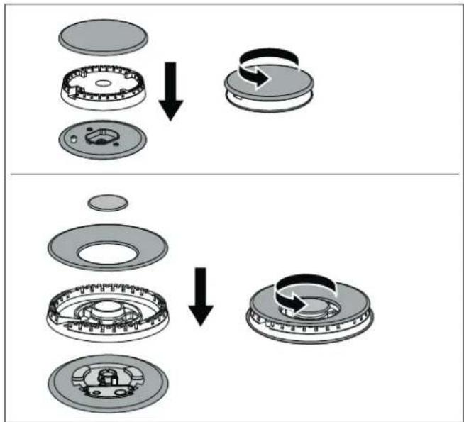 BOSCH HDS8645U - Positionnement du chapeau et de la base du brûleur - 1