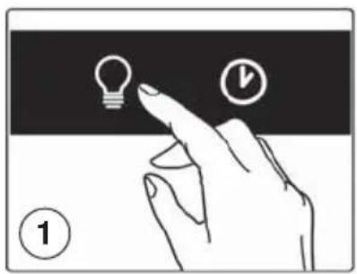 Illustration showing a hand pointing at a light bulb and clock icon, labeled with number 1
