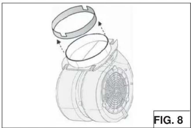 Technical illustration of a mechanical component with internal structure and dashed arrows indicating assembly (no text or symbols)