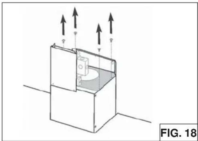 Technical diagram of a mechanical assembly with upward arrows indicating motion or force, labeled 'FIG. 18' (no text or symbols on the diagram itself)