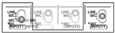 LINE MIC MIC +48V +48V INPUT1 INPUT2 LINE MIC +48V +48V INPUT3 LINE MIC +48V +48V INPUT4