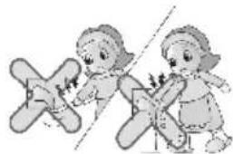 Illustration of two cartoon figures interacting with a large X-shaped object, no text or symbols present
