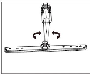 Mechanical assembly diagram showing a lever mechanism with rotating arrows (no text or symbols)