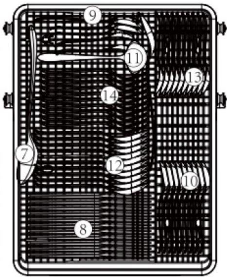 Diagram of a grid-based device or panel with numbered components, likely for technical or engineering reference.