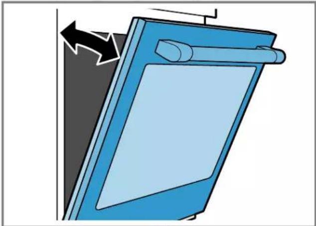 Illustration of a blue electronic device with a scroll and paper panel, showing a directional arrow (no text or symbols)