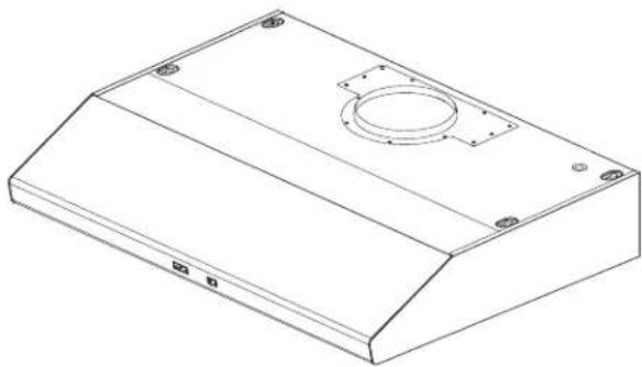 Technical line drawing of a metal enclosure with mounting holes and a central circular recess (no text or symbols)