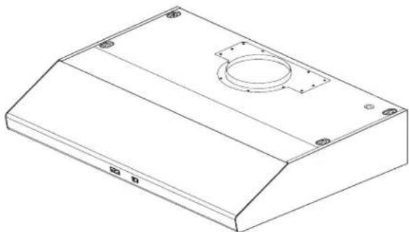 Isometric line drawing of a rectangular metal enclosure with a circular recess and mounting holes (no text or symbols)