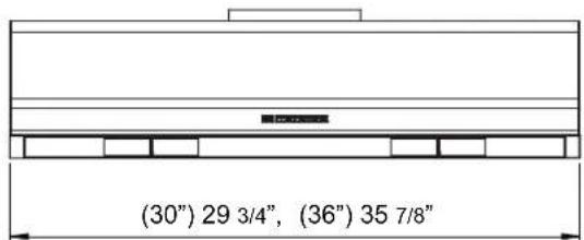 (30") 29 3/4", (36") 35 7/8"