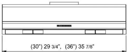 (30") 29 3/4", (36") 35 7/8"