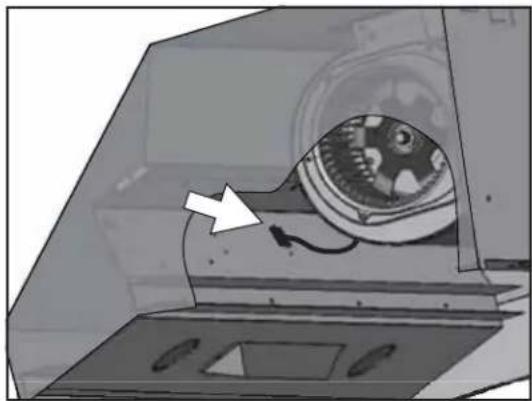 Diagram of a mechanical device with a circular component and directional arrow, no visible text or symbols