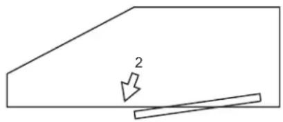 Simple line drawing of a triangular shape with an arrow and a diagonal line, no text or symbols present.