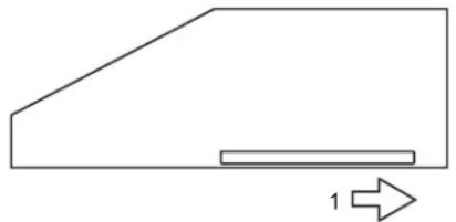 Simple line drawing of a geometric shape with a horizontal bar and an arrow pointing to it (no text or symbols)