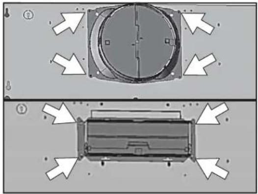Technical diagram showing two views of a mechanical component with directional arrows indicating movement (no text or symbols present)