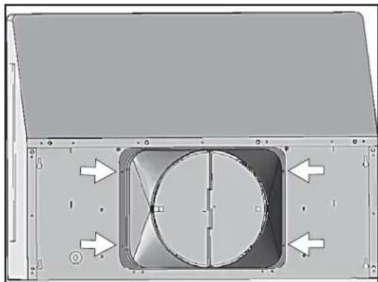 Technical diagram of a mechanical component with directional arrows indicating flow or movement (no text or symbols present)