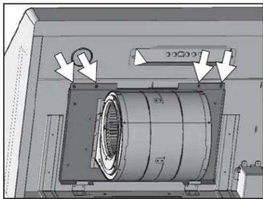 Technical diagram of a mechanical assembly with arrows indicating motion or force directions (no text or symbols present)