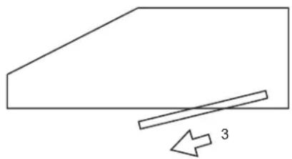 Simple line drawing of a trapezoidal shape with an arrow and number 3, no text or symbols present.