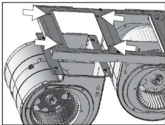 Technical diagram of a mechanical assembly with labeled components and directional arrows (no readable text or symbols)