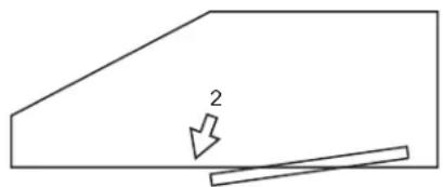 Simple line drawing of a triangular shape with an arrow and a diagonal line, no text or symbols present.