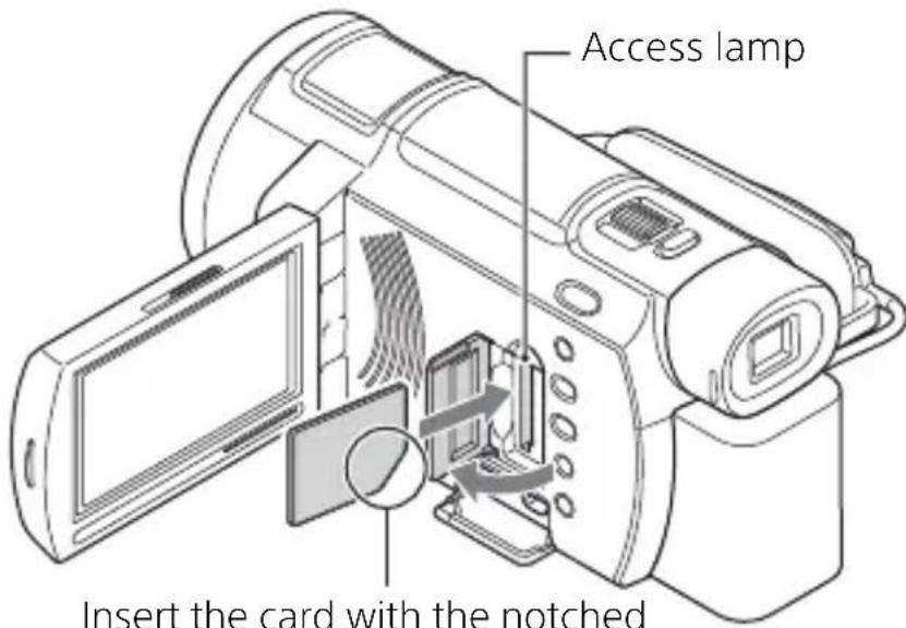 Access lamp Insert the card with the notched