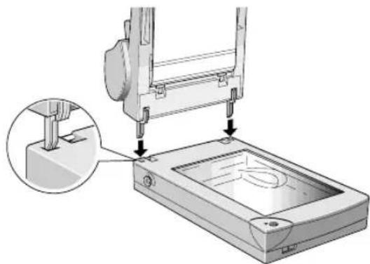 Mechanical assembly diagram showing a clamping device mounted on a base with a magnified inset detail (no text or symbols)