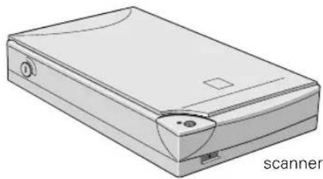Line drawing of a scanner device with handle and control knob (no text or symbols on the device itself)