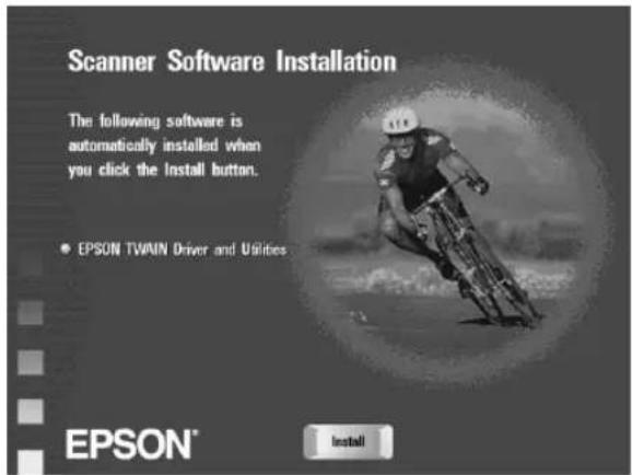 Scanner Software Installation The following software is automatically installed when you click the Install button. • EPSON TWAIN Driver and Utilities EPSON® Install