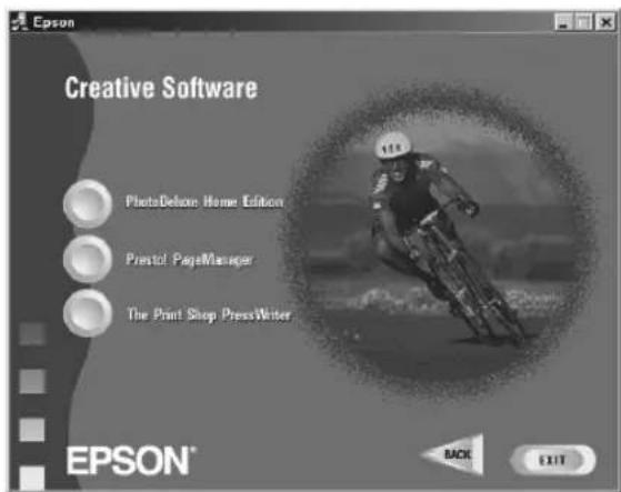Cpson Creative Software PhotoDeluxe Home Edition Prestol PageManager The Print Shop PressWriter EPSON® MCK EXIT