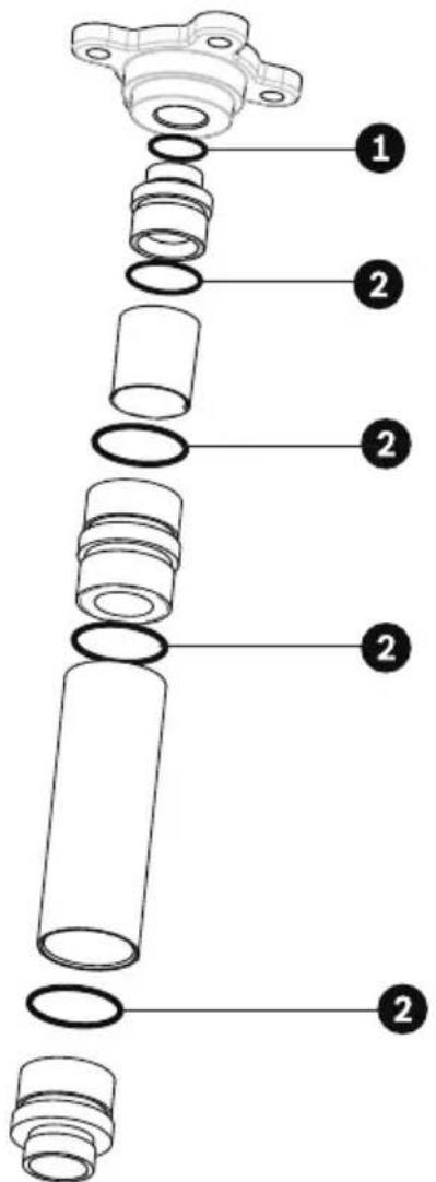 Exploded view diagram of a mechanical assembly with numbered parts for identification