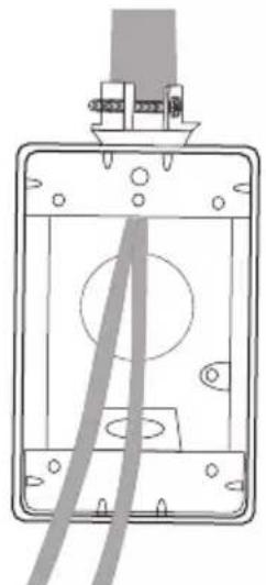 Technical line drawing of a mechanical component with internal components and mounting bracket (no text or symbols)
