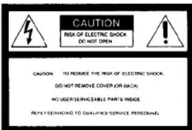 CAUTION RISK OF ELECTRIC SHOCK DO NOT OPEN CAUTION TO REMOVE THE RISK OF ELECTRIC SHOCK. DO NOT REMOVE COVER OR BACK) NO USER SERVICEABLE PARTS INSIDE RUST SERVING TO QUALIFIED SERVICE PERSONAL