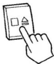 Hand pointing at a digital interface with icons (no text or symbols)