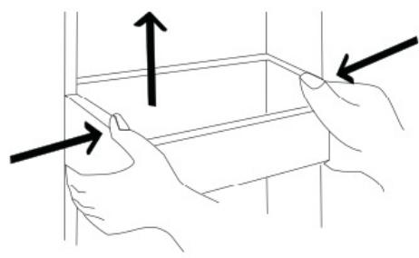Line drawing of two hands holding a rectangular object with arrows indicating upward and downward motion (no text or symbols)