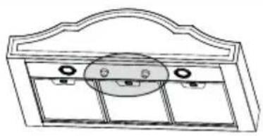 Simple line drawing of a window with a curved top and two circular elements inside (no text or symbols)