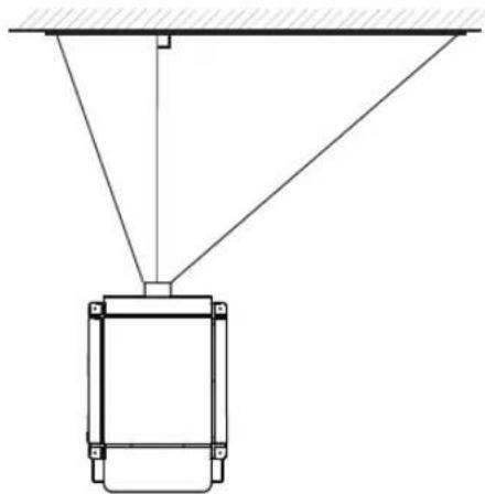 Pure technical diagram of a suspended platform or support structure without any text, numbers, or symbols