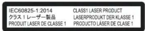 IEC60825-1:2014 CLASS1 LASER PRODUCT クラス 1 レーザー製品 LASERPRODUKT DER KLASSE 1 PRODUIT LASER DE CLASSE 1 PRODUCTO LÁSER DE CLASE 1