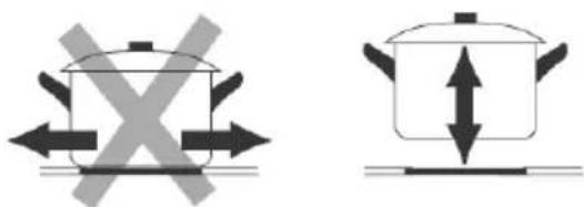 Two cooking pots with crossed arrows indicating heating or cooling conditions (no text or symbols)
