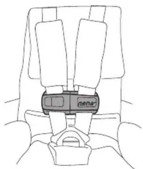 Line drawing of a car seatbelt with two seats and a device labeled 'MEMS' (no text or symbols beyond the label)