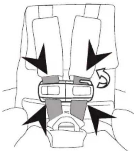 Diagram of a car seatbelt with arrows indicating force or movement (no text or symbols)