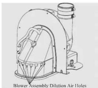 Technical line drawing of a Blower Assembly Dilution Air Holes assembly (no text or symbols on the diagram itself)