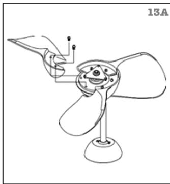 Technical line drawing of a propeller with mounting base and internal components (no text or symbols)