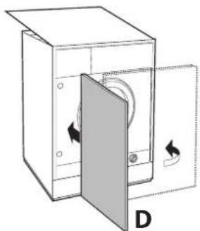 Diagram of a door switch with internal components and directional arrows, labeled D (no text or symbols)