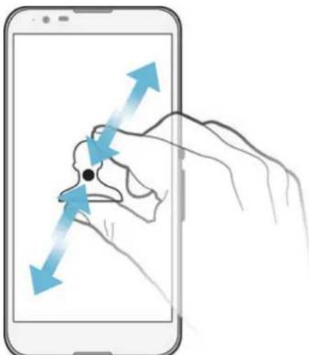 Illustration d'une main interagissant avec un smartphone affichant une flèche directionnelle bleue (sans texte ni symboles)