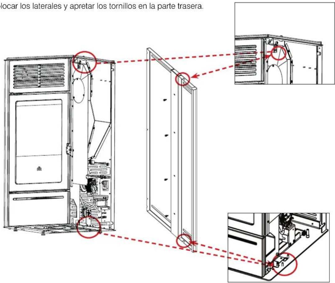 locar los laterales y apretar los tornillos en la parte trasera.